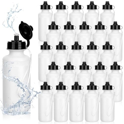 Zubebe 36 Pcs Sports Water Bottles Bulk Squeeze Reusable Plastic Water Bottles Back to School Supplies Summer Gifts for Students School Travel Hiking Cycling Event Team Gift - color: White