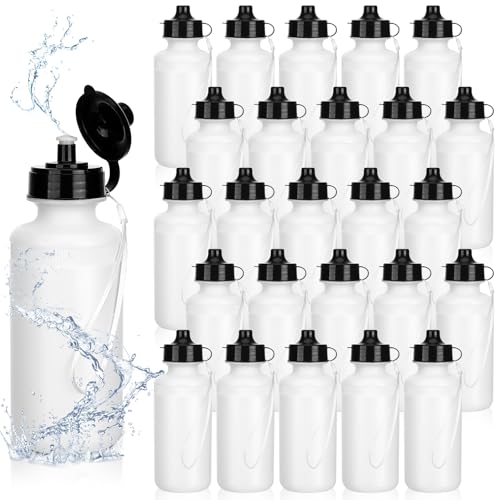 Zubebe 36 Pcs Sports Water Bottles Bulk Squeeze Reusable Plastic Water Bottles Back to School Supplies Summer Gifts for Students School Travel Hiking Cycling Event Team Gift - color: White