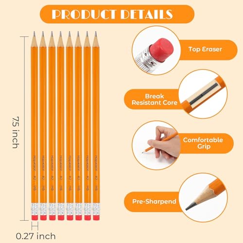 600 Pack Sharpened #2 HB Pencils with Erasers, Bulk Pack Graphite Pencils for School Classroom Teacher Supplies, Writing, Drawing and Sketching, Gifts for Kids Party Favors - size: 600 Count (Pack of 1)