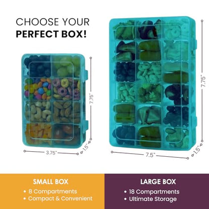 Large Kids Snack Box Containers Set of 2 -100 Labels, BPA-Free, Adjustable Compartments, Dishwasher Safe, Reusable Tray, Food Grade, Meal Prep Container, PARENT TESTED PARENT APPROVED AWARD (Blue) - color: Blue, size: Large