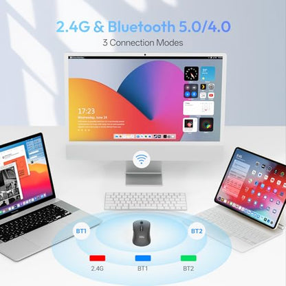 XBG B15pro Wireless Bluetooth Mouse, Bluetooth 5.0/4.0 & 2.4G Tri-Mode, Type-C Rechargeable with LED Screen Display, Ergonomic Silent Click for Laptop/PC/Tablet, Multi-Device & Office Use - style: B15 Pro-Black