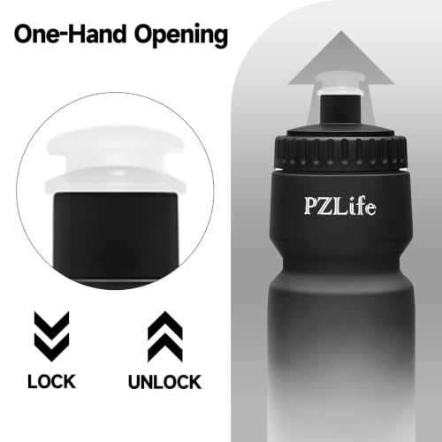 2 Pack Bicycle Water Bottle 24oz - BPA Free Leakproof Squeeze Bottle | with Capacity Scale w/Pull Top Lid,Reusable , for Bike, Gym,Running - color: y-Black+Black