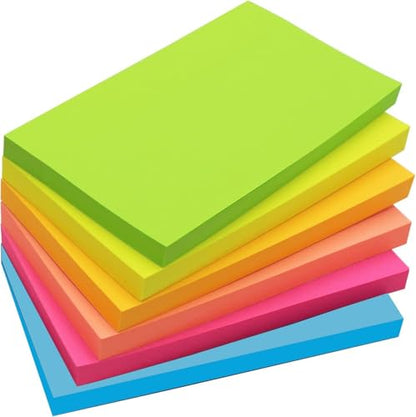 480 Sheets 3 in x 5 in Large Sticky Notes, 76 x 127 mm 6 Pads Assorted Self-Stick Pads for Notebook,Office,School and Home,80 Sheets/Pad (6 Pads Brillant) - style: 6 Pads Brillant