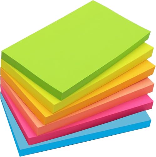 480 Sheets 3 in x 5 in Large Sticky Notes, 76 x 127 mm 6 Pads Assorted Self-Stick Pads for Notebook,Office,School and Home,80 Sheets/Pad (6 Pads Brillant) - style: 6 Pads Brillant