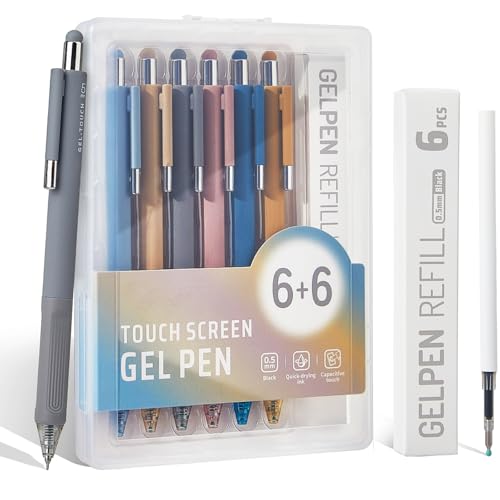 Gel Pens 0.5mm Quick Dry Black Ink Pens Fine Point Smooth Writing Pens, 6 Pens and 6 Refills For Journaling Note Office Desk Nurses Teacher School Supplies Gifts for Women Men (Color-1) - color: Color-1
