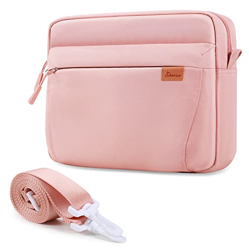 SIMTOP Tablet Sleeve 11 inch Daily Shoulder Bag for Tablet, Waterproof Crossbody Bag with Smart Organization for Accessories, Essentials Lightweight, YKK Zipper, Polyester (Pink) - color: Pink