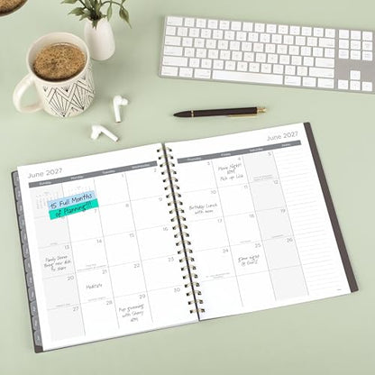 Mead Planner 2026-2027 Weekly & Monthly Academic 15-Month April-June, 8.5" x 11", Ground Coffee (CAW62004) - color: Ground Coffee, size: 8.5"W x 11"H, style: 2026-2027