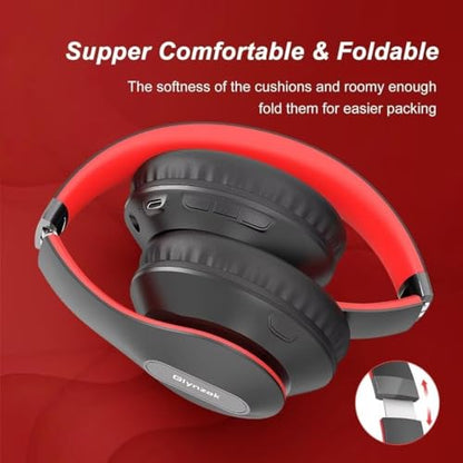 Wireless Bluetooth Headphones Over Ear 65H Playtime HiFi Stereo Headset with Microphone and 6EQ Modes Foldable Bluetooth 6.0 Headphones for Travel Smartphone Computer Laptop - color: Black