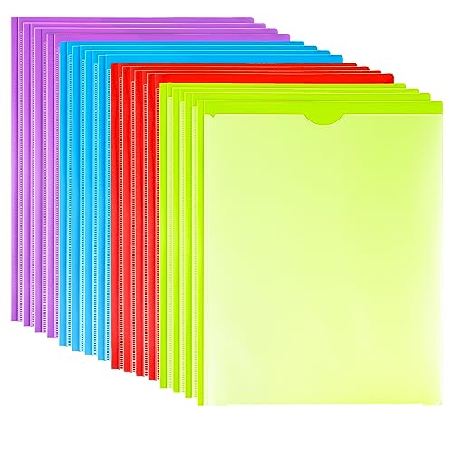 16 Packs Heavy Duty 3 Pockets Folders with Prongs, Plastic Folders with Clear Front Pocket, for Letter Size Paper, Assorted Colors/Card Slot for Class Office Home - color: Prongs Folders - Red, Green, Blue, Purple, size: 16 Packs