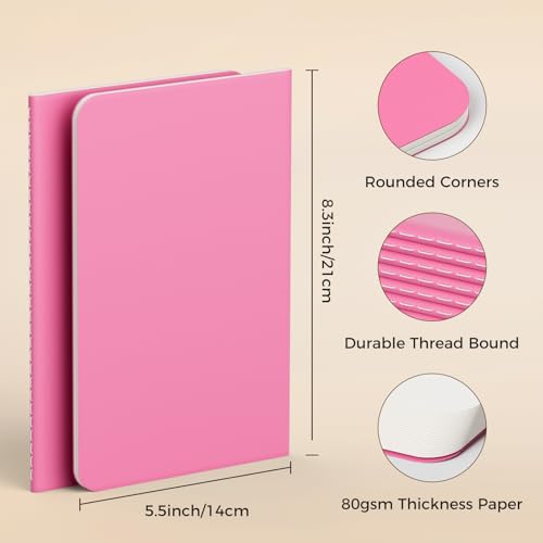 12 PCS Colorful Blank Notebook Journals Bulk, 60 Pages, 5.5 x8.3 inch, A5 Unlined Travel Journal Set for Travelers, Kids, Students and Office, Writing Drawing Sketchbook Diary Subject Notebooks - style: Unlined