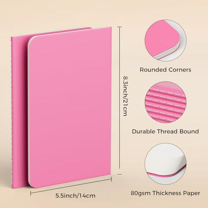 12 PCS Colorful Blank Notebook Journals Bulk, 60 Pages, 5.5 x8.3 inch, A5 Unlined Travel Journal Set for Travelers, Kids, Students and Office, Writing Drawing Sketchbook Diary Subject Notebooks - style: Unlined