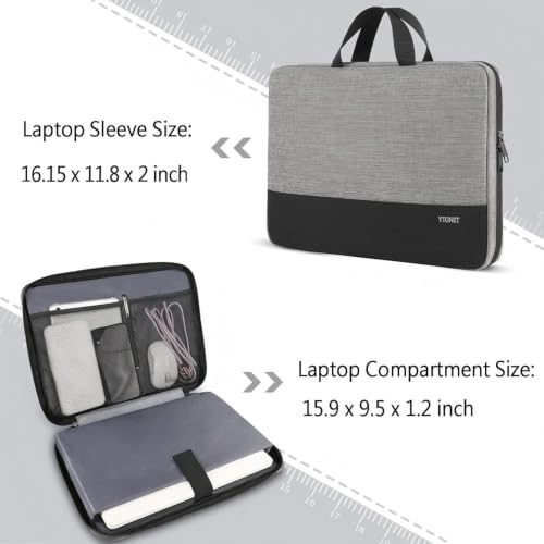 Ytonet Laptop Sleeve Case 16 Inch, Slim Laptop Cover with Handle | Protective Computer Carrying Case Compatible with MacBook Pro HP Dell Lenovo Asus Notebooks,TSA Laptop case, Grey - color: Light Gray, size: 16 inch