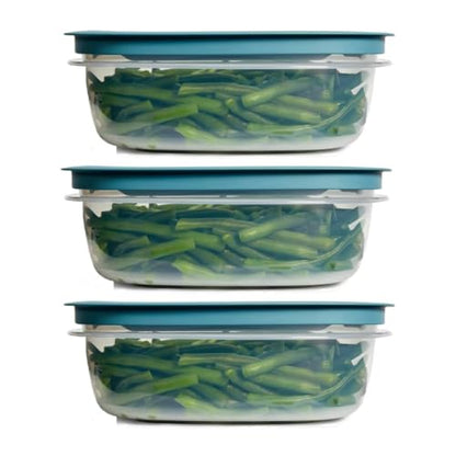 Rubber maid Storage Containers, Easy Find Lids, Teal, 9-cup, Flex & Seal, Leak Proof Lids, Food Storage Set, Clear Meal Prep Flex Containers, 3 Piece Set, Assortment - size: 9 Cup