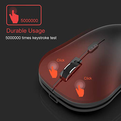 Arteck 2.4G Wireless Mouse with Nano USB Receiver Ergonomic Design Silent Clicking for Computer/Desktop/PC/Laptop and Windows 10/8/7 Build in Rechargeable Battery (Black) - color: Black