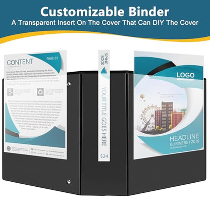 CIXILDTS 4" 3 Ring Binder, Standard 4-Inch Slant-D Ring Binder Fit Letter Size Paper, Presentation View Binders, 2 Packs, Black - color: Black, size: 4", style: 2-Pack