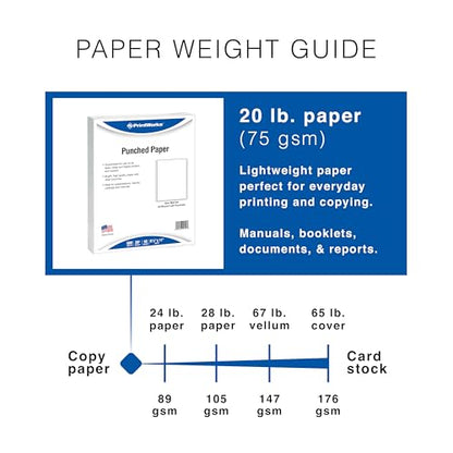 PrintWorks Professional Pre-Punched Spiral Binding Paper - 43-Hole (4:1 Pitch Hole Punch) - Book Binding Printer Paper - Made in the USA - 500 Sheets - 8.5" x 11" - 20 lb - 92 Bright White (04144) - size: 20 lb, style: Spiral, 43-Hole