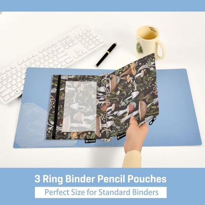 ZAZYXTJ Mushroom Binder Pencil Pouchs 3 Ring with Zipper Clear Window Office Organizers bag for School Students Teacher Supplies 2 Pack - color: Mushroom