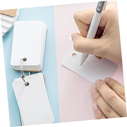 Lurrose 8pcs Blank Flashcards with Binder Ring Portable Memory Cards for Studying Simple Black Paper Cover and Kraft Paper Design for Notes DIY Learning Tools - size: 7X4CM