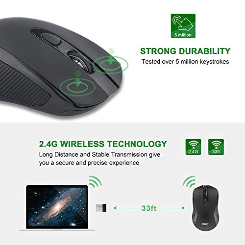 2.4G Wireless Optical Mouse, Energy Saving, 5 DPI, 6 Buttons for PC Laptop