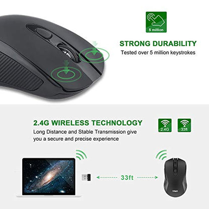 2.4G Wireless Optical Mouse, Energy Saving, 5 DPI, 6 Buttons for PC Laptop