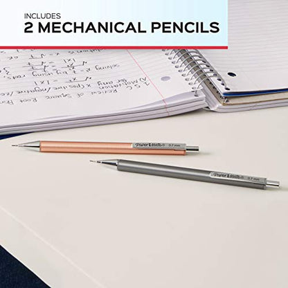 Paper Mate Advanced Mechanical Pencils 0.7mm, #2 Pencils, Premium Metal Pencil Barrel, Office Supplies, Drafting Pencils, Aesthetic School Supplies, Gun Metal Gray and Rose Gold, 2 Count - style: 0.7mm
