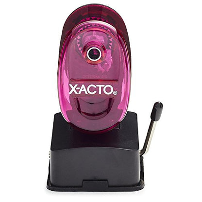 X-Acto 2012687-PNK Bulldog Vacuum Wall Mount Manual Pencil Sharpener, Pink, See-through Receptacle, Affix to Any Nonporous Surface, X-ACTO Hardened Helical Cutter
