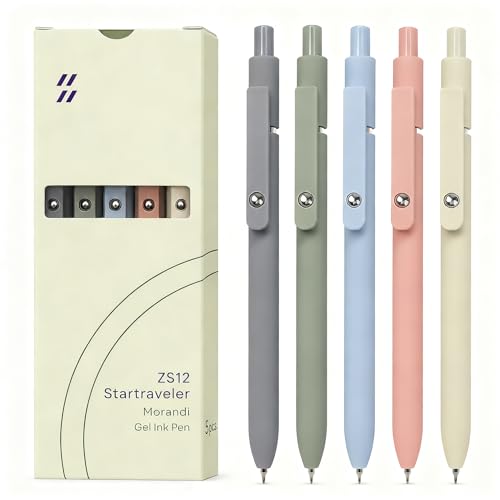 FIOVER Gel Pens, 5pcs 0.5mm Quick Dry Black Ink Fine Point Smooth Writing Pens High-End Series Ballpoint for Office School Supplies(Morandi) - color: Morandi, size: 1 Count (Pack of 5)