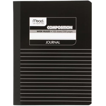 Mead Composition Notebook, Wide Ruled Paper, 9-3/4" x 7-1/2", 100 Sheets per Comp Book, Black/White (09920)