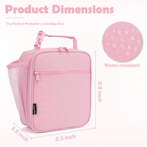 FlowFly Kids Lunch box Insulated Soft Bag Mini Cooler Back to School Thermal Meal Tote Kit for Girls, Boys, Pink - color: Pink