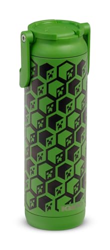 Igloo MineCraft Creeper 20 oz Sipper Glow in the Dark Sports Sipper, Stainless Steel Hydration Can with Lid & Straw, Insulated Water Bottle - color: 20 Oz Creeper