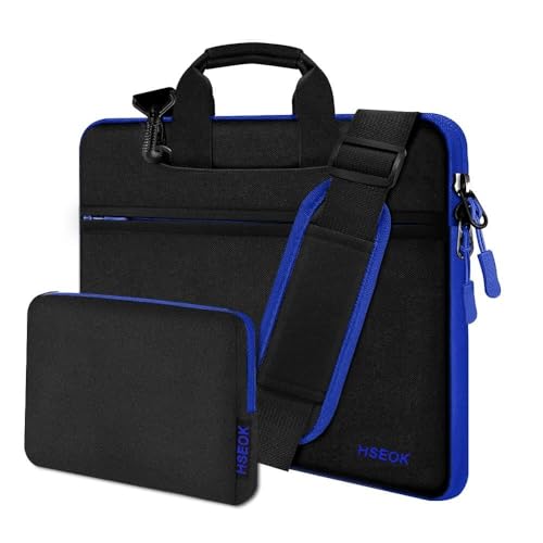Hseok Laptop Shoulder Bag 15-15.6 inch Shockproof Water-Resistant HandBag with Small Case Compatible with MacBook Pro Neo 16" M5 M4 M3 M2 M1, Mac Pro Air 15", XPS 15/16, Most 15" 15.6" 16",BK-blue - color: Black-blue, size: 15"-15.6"