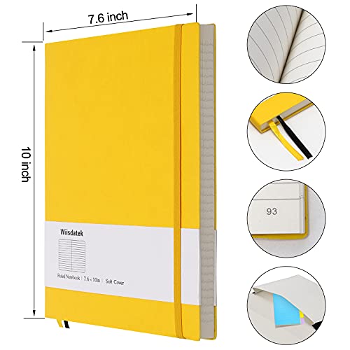 B5 College Ruled Notebooks - 2 Pack B5 Large Journal Notebooks with 376 Numbered Pages,100gsm Thick Lined Paper,Soft PU Leather Cover,7.6 X 10 inch(YELLOW) - color: Yellow