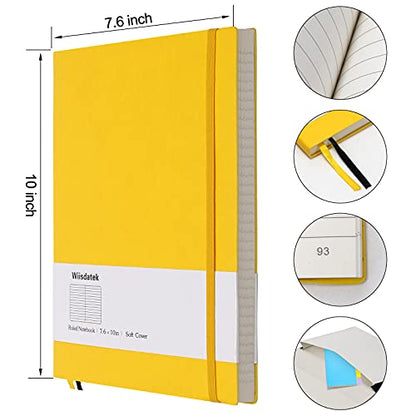 B5 College Ruled Notebooks - 2 Pack B5 Large Journal Notebooks with 376 Numbered Pages,100gsm Thick Lined Paper,Soft PU Leather Cover,7.6 X 10 inch(YELLOW) - color: Yellow