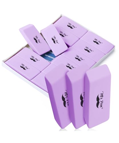 Mr. Pen- Pencil Eraser Bulk, 12 Pack, Purple | Bulk Large Latex Free Block Erasers for School, Office, Art Sketching, Homework, Exams, Clean Smudge-Free Correction - color: Purple, size: 12 Pack