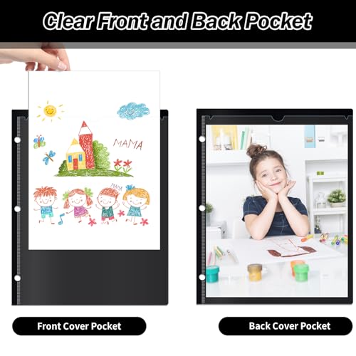 30 Pcs 3 Hole Punch Parent Teacher Communication Folders with Clear Front Pockets for 3 Ring Binders, 2 Pockets Homework Take Home Plastic Folders Classroom Folder for Kid Student ﻿ (30, Black) - color: Black