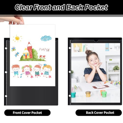 30 Pcs 3 Hole Punch Parent Teacher Communication Folders with Clear Front Pockets for 3 Ring Binders, 2 Pockets Homework Take Home Plastic Folders Classroom Folder for Kid Student ﻿ (30, Black) - color: Black