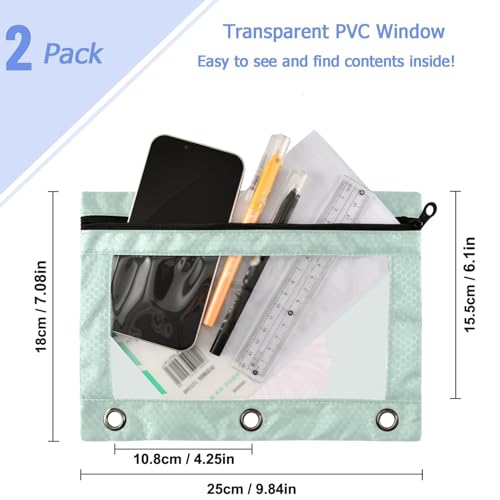 Studying 2 Pack Cartoon Pig in Pink Ballerina Dress 3 Ring Binder Pencil Pouch Bags,Clear Window Zipper Storage Case for Boys Girls School Office Supplies Cosmetics Organizers - color: Multi-pig