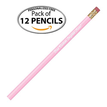 Express Pencils™ Personalized Pencils - Round - Custom Imprinted with name or message - Made in Usa - Customizable -12 piece pkg (Pastel Pink) - color: Pastel Pink
