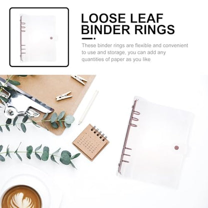 Zerodeko A5 Pink Loose Leaf Binder with PVC Soft Cover, 3-Ring Mini Binder Clips, Flexible Book Rings Organizer for School, Office, and Personal Notes