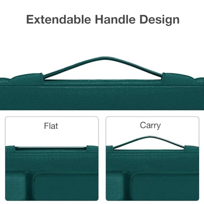 MOSISO 360 Protective Laptop Case 13.3 inch, 13-13.3 inch Laptop Sleeve | Compatible with MacBook Air/Pro 13 / Pro 14, HP Dell ASUS Lenovo,Side Open Bag with 2 Raised&1 Flapover Pockets, Teal Green - color: Teal Green, size: 13.3 inch