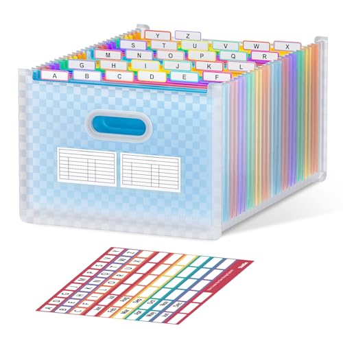 ThinkTex 26-Pocket Accordion File Organizer, Upright & Open Top, A–Z Colorful Tabs, High Capacity Expanding File Folder, Letter/A4 Size Essentials for School, Home, and Office- Blue - color: Blue, size: 26 Pockets