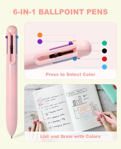 56 PCS Aesthetic School Supplies with Large Pencil Case, 5 Inspirational Ballpoint Pens, 12 Pastel Highlighters, 5 Black Ink Gel Pens, 6 Mechanical Pencils 0.5-0.7mm College Student Essentials (Pink) - color: Pink