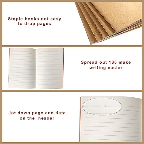 Homjoy 7 Pack Kraft Paper Notebook Journals A5 Journal Softcover Ruled Lined Journals Notebooks Bulk for Kids Student Writing Sketch Travel Journal Office