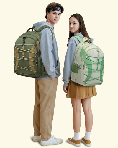 BLUEFAIRY Middle High School Backpack for Boys Girls Large Bookbag with Laptop Compartment Back to School Book Bags for Teens Teenagers Mochilas Escolares para Niños Niñas (Olive Green/Khaki, Solid) - color: Olive Green/Khaki