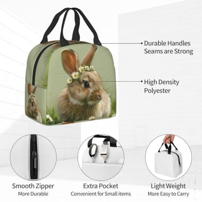 Cute Rabbit Lunch Box - Insulated Lunch Bags for Kids Boys Girls Reusable Lunch Tote Bags, Perfect for School/Camping/Hiking/Picnic/Beach/Travel - color: Cute Rabbit