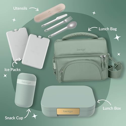 Bentgo® Modern - Leak-Resistant Bento Lunch Box For Adults, Teens, & Larger Appetites; Reusable BPA-Free Meal Prep Container with 3 or 4 Compartments, Dishwasher/Microwave Safe; 5 Cups (Mint Green) - color: Mint Green