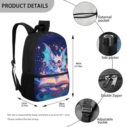 Cute Dragon Kids School Backpack Set, 5 Pieces with Lunch Bag, Pencil Case and Water Bottle Carrier, Large Capacity Backpack for Elementary, Middle School and Travel - color: Cute Dragon