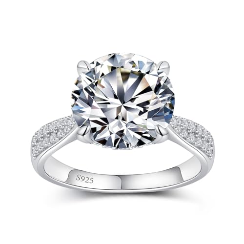 Elio Passero Moissanite Engagement Rings for Women,Promise Rings 925 Sterling Silver with 18K Yellow/White Gold Plated,D Color VVS1 Wedding Band Moissanite Ring 0.5/1/1.5/2/3/4CT - color: White, size: 5, style: A-Double-0.5CT