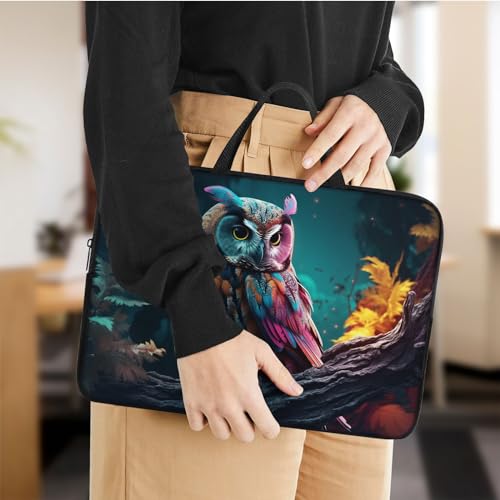 Laptop Sleeve Bag with Handle Computer Protective Soft Cover Case for 14 Inch 13 Inch Laptop,Art Owl - color: Art Owl