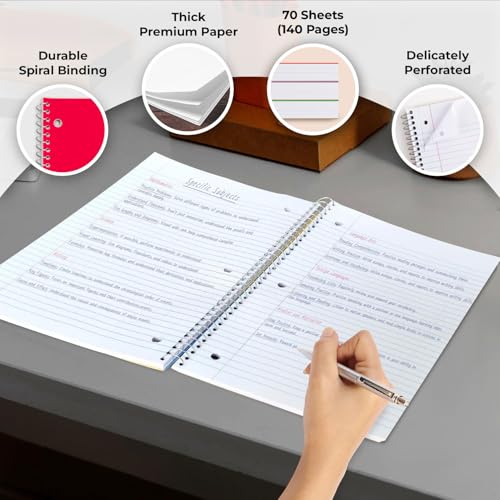 Rosmonde 2000 Packs 1 Subject Notebooks Bulk, Wide Ruled, 70 Sheets | Spiral Notebook Bulk, Wide Ruled, 70 Sheets (140 pages), 8 x 10-1/2", Pallet of Notebooks for School, 4-7 Days Transit - size: 2000 Pack | Full Pallet
